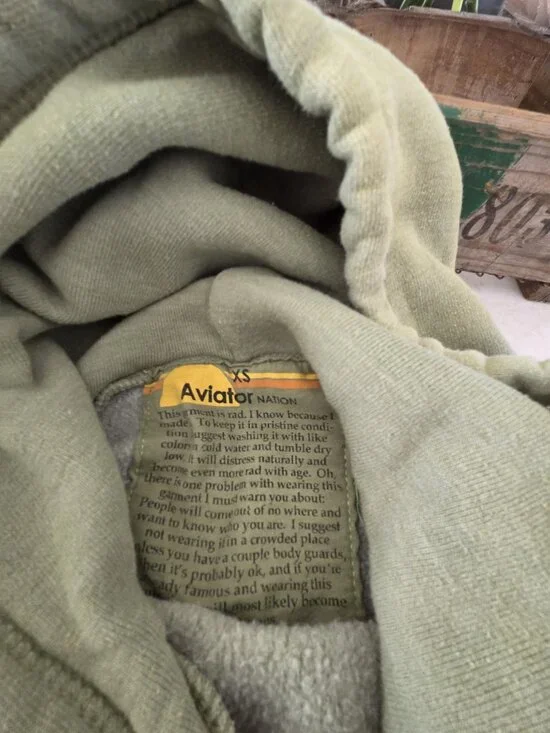 Aviator Nation CALIFORNIA PALM PATCH PULLOVER RELAXED HOODIE - FADED ARMY XS - Picture 4 of 5